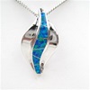 Silver Pendant w/ Inlay Created Opal