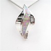 Silver Pendant w/ Inlay Created Opal