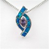 Silver Pendant w/ Created Opal & Tanzanite CZ