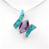 Silver Pendant w/ Created Opal & Amethyst CZ