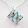 Silver Pendant with Inlay Created Opal and Blue Topaz