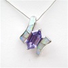 Silver Pendant w/ Created Opal and Tanzanite CZ