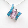 Silver Pendant w/ Created Opal and Pink CZ