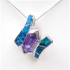 Silver Pendant w/ Created Opal and Tanzanite CZ