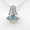 Silver Pendant w/ Created Opal & Blue Topaz