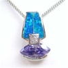 Silver Pendant W/ Created Opal+Tanzanite+White CZ