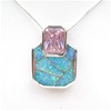 Silver Pendant w/ Created Opal and Pink CZ