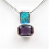 Silver Pendant w/ Created Opal & Amethyst CZ