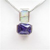 Silver Pendant w/ Created Opal & Tanzanite