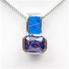 Silver Pendant w/ Created Opal and Tanzanite CZ