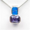 Silver Pendant with Inlay Created Opal and Tanzanite CZ