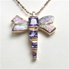 Silver Pendant (Rose Gold Plated) with Inlay Created Opal & Tanzanite CZ