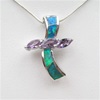 Silver Pendant w/ Created Opal & Amethyst CZ