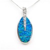 Silver Pendant w/ Inlay Created Opal & White CZ