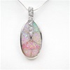 Silver Pendant w/ Inlay Created Opal & White CZ