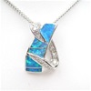 Silver Pendant w/ Inlay Created Opal & White CZ