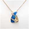 Silver Pendant  (Gold Plated) with Inlay Created Opal & White CZ