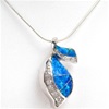 Silver Pendant w/ Inlay Created Opal & White CZ
