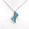 Silver Pendant w/ Inlay Created Opal & White CZ