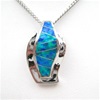 Silver Pendant w/ Inlay Created Opal