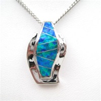 Silver Pendant w/ Inlay Created Opal