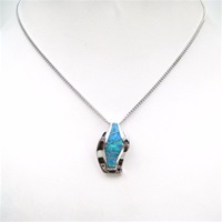 Silver Pendant w/ Inlay Created Opal