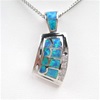 Silver Pendant w/ Inlay Created Opal & White CZ