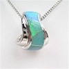 Silver Pendant w/ Inlay Created Opal