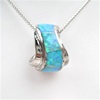 Silver Pendant w/ Inlay Created Opal