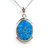 Silver Pendant w/ Inlay Created Opal