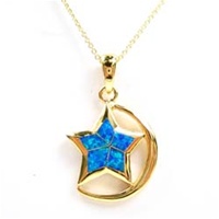 Silver Pendant (Gold Plated) w/ Inlay Created Opal