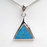 Silver Pendant w/ Inlay Created Opal