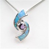 Silver Pendant w/ Created Opal & Amethyst CZ