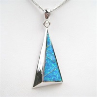 Silver Pendant w/ Inlay Created Opal