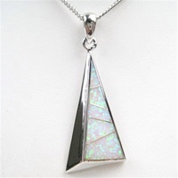 Silver Pendant w/ Inlay Created Opal