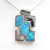 Silver Pendant w/ Inlay Created Opal