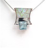 Silver Pendant with Created Opal & Blue Topaz