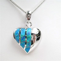 Silver Pendant w/ Inlay Created Opal