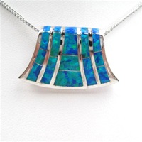 Silver Pendant w/ Inlay Created Opal