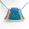 Silver Pendant w/ Inlay Created Opal & White CZ