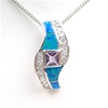 Silver Pendant w/ Created Opal, Wht & Tanzanite CZ