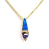 Silver Pendant (Gold Plated) w/ Inlay Created Opal & Tanzanite CZ