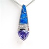 Silver Pendant w/ Created Opal, Wht & Tanzanite CZ