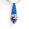 Silver Pendant with Inlay Created Opal, White and Tanzanite CZ