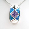 Silver Pendant w/ Created Opal & Tanzanite