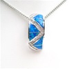 Silver Pendant w/ Inlay Created Opal & White CZ