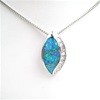 Silver Pendant w/ Inlay Created Opal & White CZ