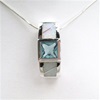 Silver Pendant w/ Created Opal & Blue Topaz