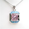 Silver Pendant w/ Created Opal and Pink CZ