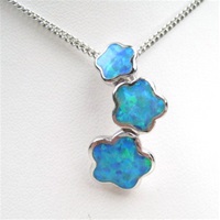 Silver Pendant w/ Inlay Created Opal